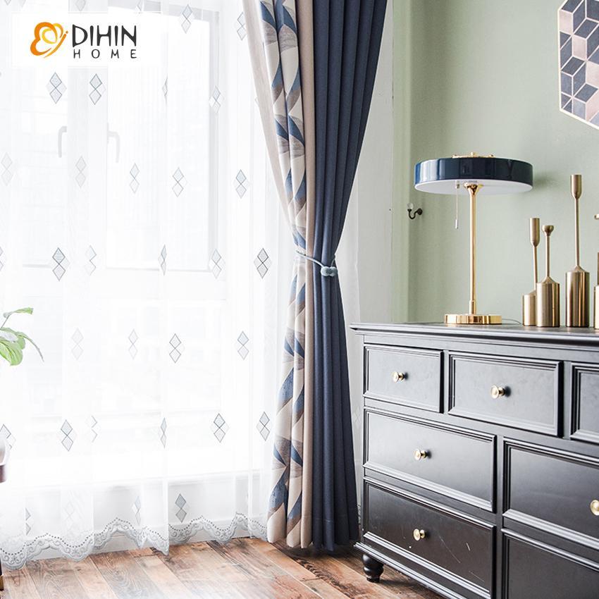 DIHIN HOME Fashion Geometric Spliced Curtains，Blackout Grommet Window Curtain for Living Room ,52x63-inch,1 Panel Roman Shades Curtains Window Blinds custom curtains blackout curtains curtains for living room sheer curtains curtain fabric linen curtains kitchen curtains velvet curtains pinch pleat curtains bay window curtains outdoor curtains pleated curtains floral curtains dining room curtains kitchen valances drapes for bedroom patio curtains nursery curtains grommet curtains