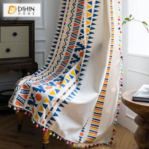 DIHIN HOME Fashion Geometric Style Curtains With Lace ,Blackout Grommet Window Curtain for Living Room ,52x63-inch,1 Panel Roman Shades Curtains Window Blinds custom curtains blackout curtains curtains for living room sheer curtains curtain fabric linen curtains kitchen curtains velvet curtains pinch pleat curtains bay window curtains outdoor curtains pleated curtains floral curtains dining room curtains kitchen valances drapes for bedroom patio curtains nursery curtains grommet curtains
