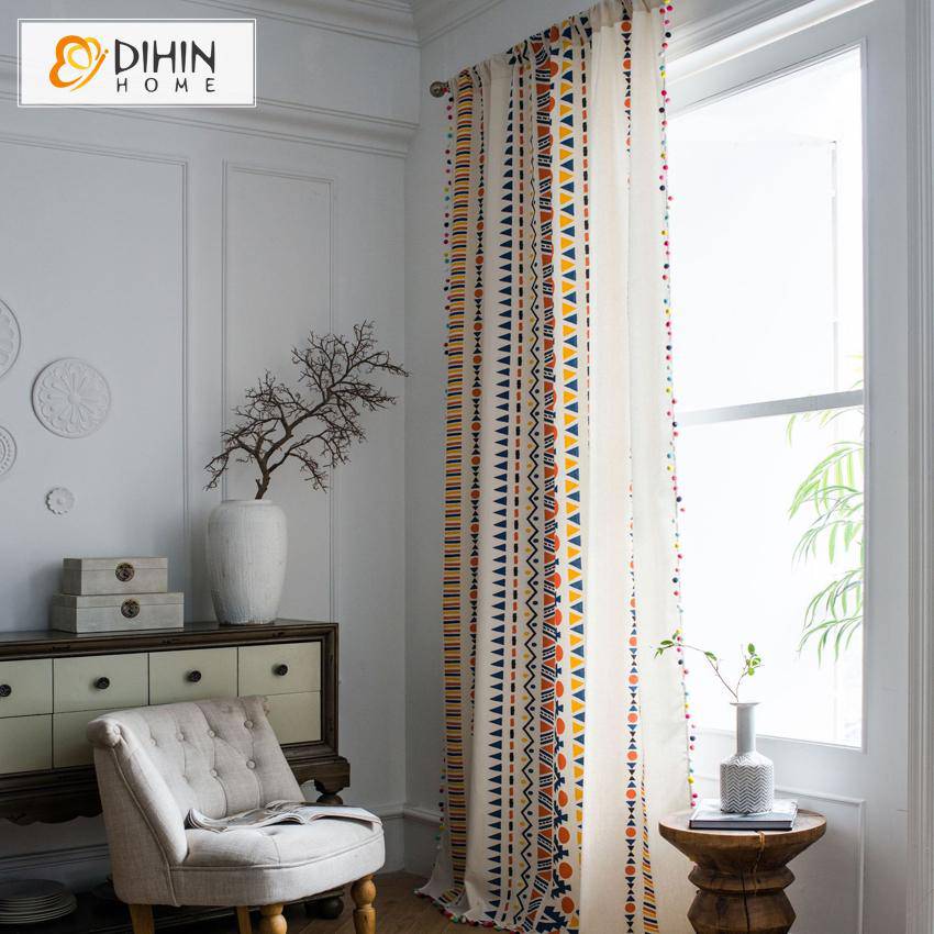 DIHIN HOME Fashion Geometric Style Curtains With Lace ,Blackout Grommet Window Curtain for Living Room ,52x63-inch,1 Panel Roman Shades Curtains Window Blinds custom curtains blackout curtains curtains for living room sheer curtains curtain fabric linen curtains kitchen curtains velvet curtains pinch pleat curtains bay window curtains outdoor curtains pleated curtains floral curtains dining room curtains kitchen valances drapes for bedroom patio curtains nursery curtains grommet curtains
