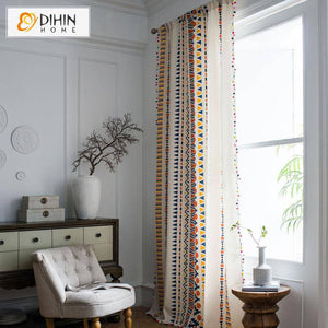 DIHIN HOME Fashion Geometric Style Curtains With Lace ,Blackout Grommet Window Curtain for Living Room ,52x63-inch,1 Panel Roman Shades Curtains Window Blinds custom curtains blackout curtains curtains for living room sheer curtains curtain fabric linen curtains kitchen curtains velvet curtains pinch pleat curtains bay window curtains outdoor curtains pleated curtains floral curtains dining room curtains kitchen valances drapes for bedroom patio curtains nursery curtains grommet curtains