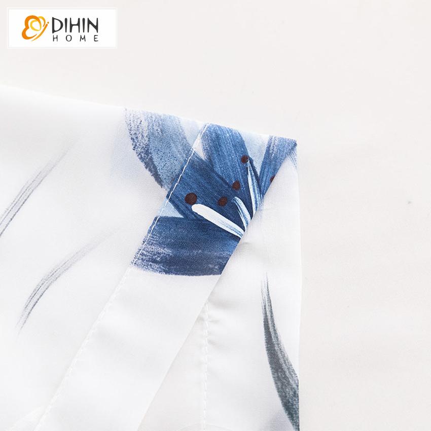 DIHIN HOME Fashion Ink Painting Blue Flowers Tulle,Sheer Curtain, Grommet Window Curtain for Living Room ,52x63-inch,1 Panel Roman Shades Curtains Window Blinds custom curtains blackout curtains curtains for living room sheer curtains curtain fabric linen curtains kitchen curtains velvet curtains pinch pleat curtains bay window curtains outdoor curtains pleated curtains floral curtains dining room curtains kitchen valances drapes for bedroom patio curtains nursery curtains grommet curtains