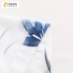 DIHIN HOME Fashion Ink Painting Blue Flowers Tulle,Sheer Curtain, Grommet Window Curtain for Living Room ,52x63-inch,1 Panel Roman Shades Curtains Window Blinds custom curtains blackout curtains curtains for living room sheer curtains curtain fabric linen curtains kitchen curtains velvet curtains pinch pleat curtains bay window curtains outdoor curtains pleated curtains floral curtains dining room curtains kitchen valances drapes for bedroom patio curtains nursery curtains grommet curtains
