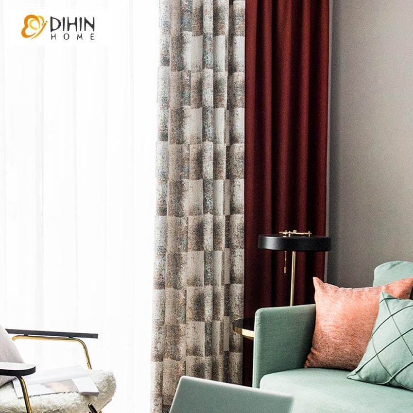 DIHIN HOME Fashion Printed Spliced Curtains，Blackout Grommet Window Curtain for Living Room ,52x63-inch,1 Panel Roman Shades Curtains Window Blinds custom curtains blackout curtains curtains for living room sheer curtains curtain fabric linen curtains kitchen curtains velvet curtains pinch pleat curtains bay window curtains outdoor curtains pleated curtains floral curtains dining room curtains kitchen valances drapes for bedroom patio curtains nursery curtains grommet curtains