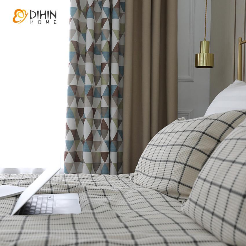 DIHIN HOME Fashion Triangle Cotton Linen Printed,Blackout Grommet Window Curtain for Living Room ,52x63-inch,1 Panel Roman Shades Curtains Window Blinds custom curtains blackout curtains curtains for living room sheer curtains curtain fabric linen curtains kitchen curtains velvet curtains pinch pleat curtains bay window curtains outdoor curtains pleated curtains floral curtains dining room curtains kitchen valances drapes for bedroom patio curtains nursery curtains grommet curtains