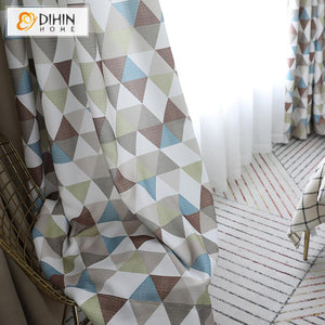 DIHIN HOME Fashion Triangle Cotton Linen Printed,Blackout Grommet Window Curtain for Living Room ,52x63-inch,1 Panel Roman Shades Curtains Window Blinds custom curtains blackout curtains curtains for living room sheer curtains curtain fabric linen curtains kitchen curtains velvet curtains pinch pleat curtains bay window curtains outdoor curtains pleated curtains floral curtains dining room curtains kitchen valances drapes for bedroom patio curtains nursery curtains grommet curtains