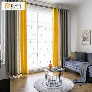 DIHIN HOME Fashion Triangle Embroidered,Blackout Grommet Window Curtain for Living Room ,52x63-inch,1 Panel Roman Shades Curtains Window Blinds custom curtains blackout curtains curtains for living room sheer curtains curtain fabric linen curtains kitchen curtains velvet curtains pinch pleat curtains bay window curtains outdoor curtains pleated curtains floral curtains dining room curtains kitchen valances drapes for bedroom patio curtains nursery curtains grommet curtains