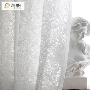DIHIN HOME Fashion White Jacquard,Sheer Curtain, Grommet Window Curtain for Living Room ,52x63-inch,1 Panel Roman Shades Curtains Window Blinds custom curtains blackout curtains curtains for living room sheer curtains curtain fabric linen curtains kitchen curtains velvet curtains pinch pleat curtains bay window curtains outdoor curtains pleated curtains floral curtains dining room curtains kitchen valances drapes for bedroom patio curtains nursery curtains grommet curtains