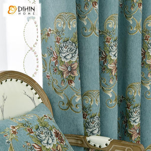 DIHIN HOME Flowers Embroidered Blue Background,Blackout Curtains Grommet Window Curtain for Living Room ,52x84-inch,1 Panel Roman Shades Curtains Window Blinds custom curtains blackout curtains curtains for living room sheer curtains curtain fabric linen curtains kitchen curtains velvet curtains pinch pleat curtains bay window curtains outdoor curtains pleated curtains floral curtains dining room curtains kitchen valances drapes for bedroom patio curtains nursery curtains grommet curtains