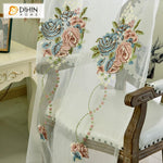 DIHIN HOME Flowers Embroidered Blue Background,Blackout Curtains Grommet Window Curtain for Living Room ,52x84-inch,1 Panel Roman Shades Curtains Window Blinds custom curtains blackout curtains curtains for living room sheer curtains curtain fabric linen curtains kitchen curtains velvet curtains pinch pleat curtains bay window curtains outdoor curtains pleated curtains floral curtains dining room curtains kitchen valances drapes for bedroom patio curtains nursery curtains grommet curtains