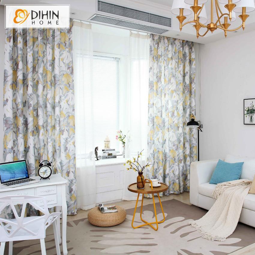 DIHIN HOME Flowers Grey Leaves Printed,Blackout Grommet Window Curtain for Living Room ,52x63-inch,1 Panel Roman Shades Curtains Window Blinds custom curtains blackout curtains curtains for living room sheer curtains curtain fabric linen curtains kitchen curtains velvet curtains pinch pleat curtains bay window curtains outdoor curtains pleated curtains floral curtains dining room curtains kitchen valances drapes for bedroom patio curtains nursery curtains grommet curtains