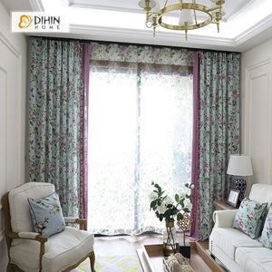 DIHIN HOME Flowers Purple Printed，Blackout Grommet Window Curtain for Living Room ,52x63-inch,1 Panel Roman Shades Curtains Window Blinds custom curtains blackout curtains curtains for living room sheer curtains curtain fabric linen curtains kitchen curtains velvet curtains pinch pleat curtains bay window curtains outdoor curtains pleated curtains floral curtains dining room curtains kitchen valances drapes for bedroom patio curtains nursery curtains grommet curtains