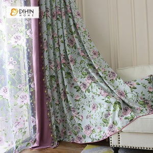 DIHIN HOME Flowers Purple Printed，Blackout Grommet Window Curtain for Living Room ,52x63-inch,1 Panel Roman Shades Curtains Window Blinds custom curtains blackout curtains curtains for living room sheer curtains curtain fabric linen curtains kitchen curtains velvet curtains pinch pleat curtains bay window curtains outdoor curtains pleated curtains floral curtains dining room curtains kitchen valances drapes for bedroom patio curtains nursery curtains grommet curtains