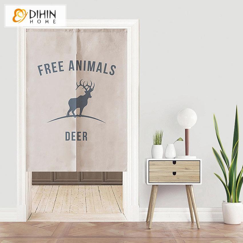 DIHIN HOME Free Animals Printed Japanese Noren Doorway Curtain Tapestry,Cotton Linen,Door Way Curtain Door Hanging Tapestry,33.5''Wx59''L,1 Panel Roman Shades Window Curtains Curtains Window Blinds Curtains Drapes linen drapery curtains and drapes windows drapes custom curtains blackout curtains curtains for living room window shades sheer curtains curtain fabric window treatments custom drapery