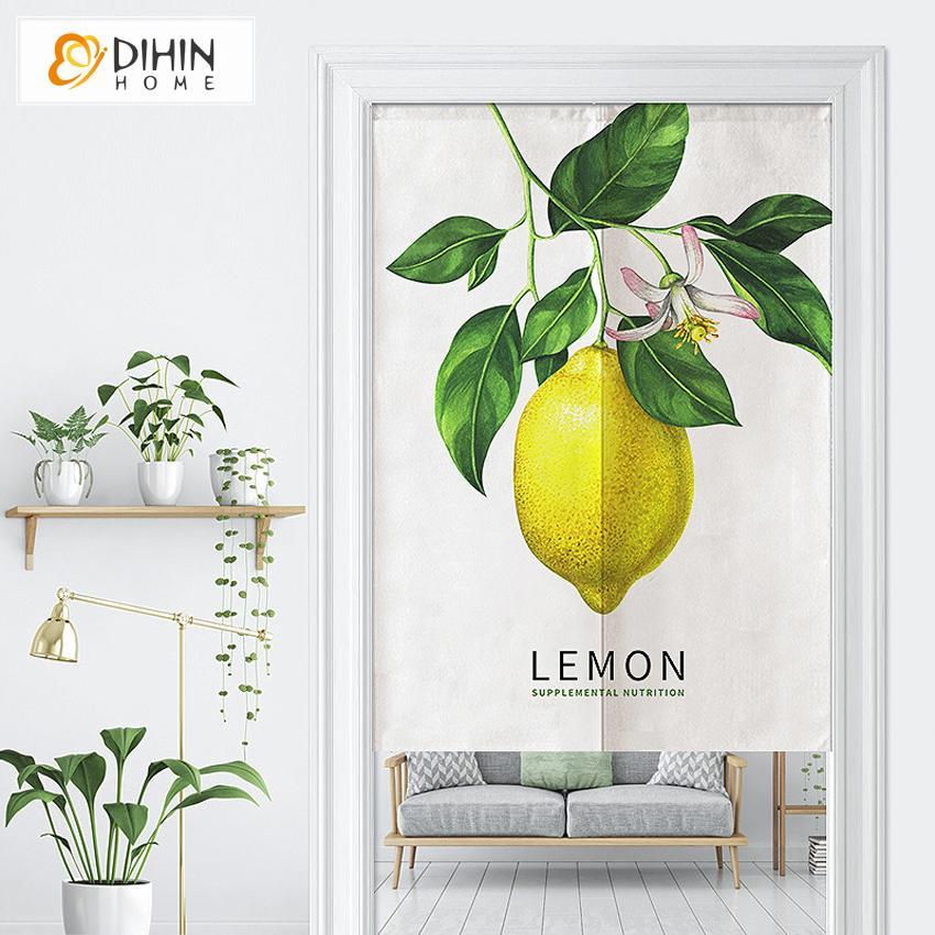 DIHIN HOME Fresh Lemon Printed Japanese Noren Doorway Curtain Tapestry,Cotton Linen,Door Way Curtain Door Hanging Tapestry,33.5''Wx59''L,1 Panel Roman Shades Window Curtains Curtains Window Blinds Curtains Drapes linen drapery curtains and drapes windows drapes custom curtains blackout curtains curtains for living room window shades sheer curtains curtain fabric window treatments custom drapery