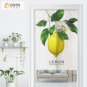 DIHIN HOME Fresh Lemon Printed Japanese Noren Doorway Curtain Tapestry,Cotton Linen,Door Way Curtain Door Hanging Tapestry,33.5''Wx59''L,1 Panel Roman Shades Window Curtains Curtains Window Blinds Curtains Drapes linen drapery curtains and drapes windows drapes custom curtains blackout curtains curtains for living room window shades sheer curtains curtain fabric window treatments custom drapery