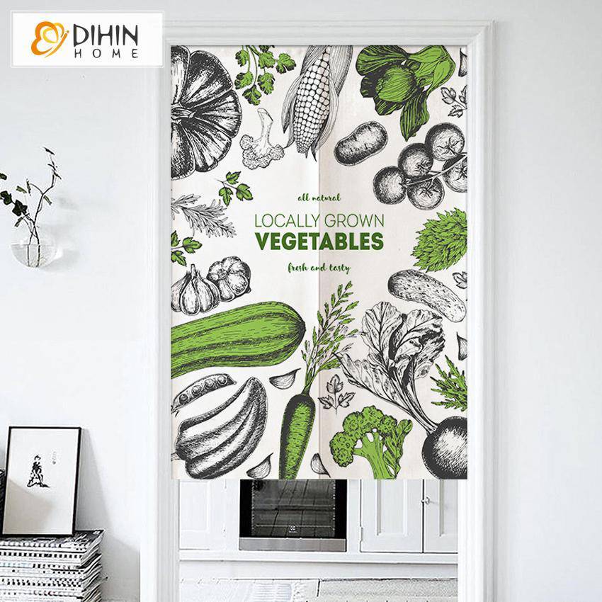 DIHIN HOME Fresh Vegetables Printed Japanese Noren Doorway Curtain Tapestry,Cotton Linen,Door Way Curtain Door Hanging Tapestry,33.5''Wx59''L,1 Panel Roman Shades Window Curtains Curtains Window Blinds Curtains Drapes linen drapery curtains and drapes windows drapes custom curtains blackout curtains curtains for living room window shades sheer curtains curtain fabric window treatments custom drapery