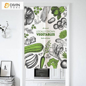 DIHIN HOME Fresh Vegetables Printed Japanese Noren Doorway Curtain Tapestry,Cotton Linen,Door Way Curtain Door Hanging Tapestry,33.5''Wx59''L,1 Panel Roman Shades Window Curtains Curtains Window Blinds Curtains Drapes linen drapery curtains and drapes windows drapes custom curtains blackout curtains curtains for living room window shades sheer curtains curtain fabric window treatments custom drapery