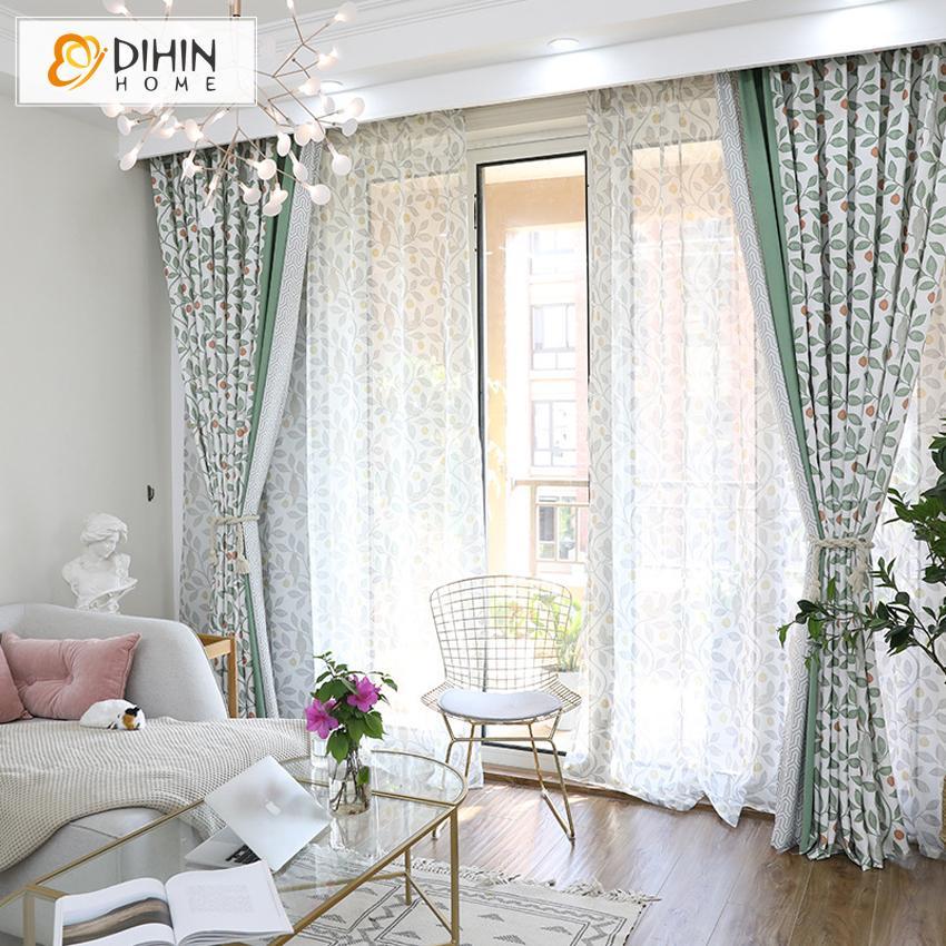 DIHIN HOME Fruit Birds Leaves Printed,Blackout Grommet Window Curtain for Living Room ,52x63-inch,1 Panel Roman Shades Curtains Window Blinds custom curtains blackout curtains curtains for living room sheer curtains curtain fabric linen curtains kitchen curtains velvet curtains pinch pleat curtains bay window curtains outdoor curtains pleated curtains floral curtains dining room curtains kitchen valances drapes for bedroom patio curtains nursery curtains grommet curtains