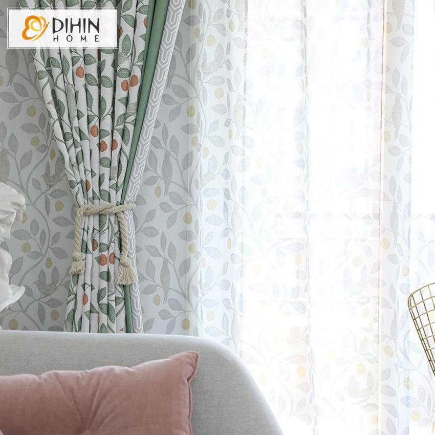 DIHIN HOME Fruit Birds Leaves Printed,Blackout Grommet Window Curtain for Living Room ,52x63-inch,1 Panel Roman Shades Curtains Window Blinds custom curtains blackout curtains curtains for living room sheer curtains curtain fabric linen curtains kitchen curtains velvet curtains pinch pleat curtains bay window curtains outdoor curtains pleated curtains floral curtains dining room curtains kitchen valances drapes for bedroom patio curtains nursery curtains grommet curtains