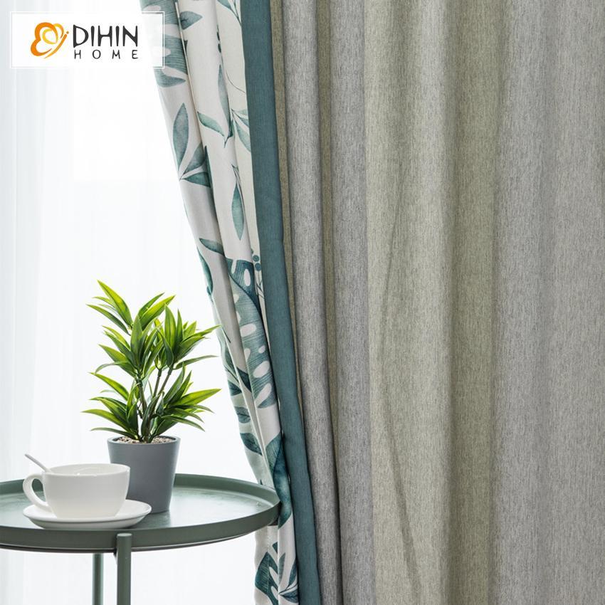DIHIN HOME Garden Banana Tree Spliced Curtains，Blackout Grommet Window Curtain for Living Room ,52x63-inch,1 Panel Roman Shades Curtains Window Blinds custom curtains blackout curtains curtains for living room sheer curtains curtain fabric linen curtains kitchen curtains velvet curtains pinch pleat curtains bay window curtains outdoor curtains pleated curtains floral curtains dining room curtains kitchen valances drapes for bedroom patio curtains nursery curtains grommet curtains