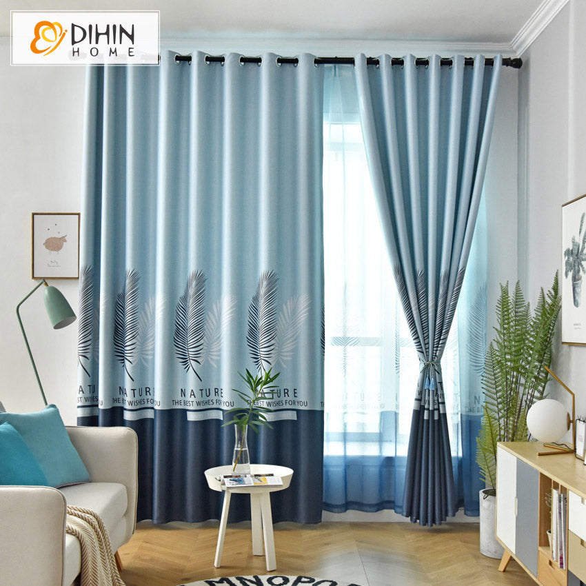 DIHIN HOME Garden Blue Big Leaves Printed,Blackout Curtains Grommet Window Curtain for Living Room ,52x63-inch,1 Panel Roman Shades Curtains Window Blinds custom curtains blackout curtains curtains for living room sheer curtains curtain fabric linen curtains kitchen curtains velvet curtains pinch pleat curtains bay window curtains outdoor curtains pleated curtains floral curtains dining room curtains kitchen valances drapes for bedroom patio curtains nursery curtains grommet curtains