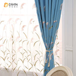 DIHIN HOME Garden Blue Color Reed Embroidered,Blackout Grommet Window Curtain for Living Room ,52x63-inch,1 Panel Roman Shades Curtains Window Blinds custom curtains blackout curtains curtains for living room sheer curtains curtain fabric linen curtains kitchen curtains velvet curtains pinch pleat curtains bay window curtains outdoor curtains pleated curtains floral curtains dining room curtains kitchen valances drapes for bedroom patio curtains nursery curtains grommet curtains