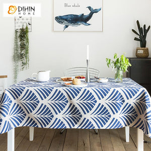 DIHIN HOME Garden Blue Ginkgo Printed Tablecloth For Rectangle Tables,Custom Washed Linen Tablecloth,Handmade Rectangle Table Cover Roman Shades Curtains Window Blinds custom curtains blackout curtains curtains for living room sheer curtains curtain fabric linen curtains kitchen curtains velvet curtains pinch pleat curtains bay window curtains outdoor curtains pleated curtains floral curtains dining room curtains kitchen valances drapes for bedroom patio curtains nursery curtains grommet curtains