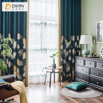 DIHIN HOME Garden Blue Ginkgo Spliced Curtains，Blackout Grommet Window Curtain for Living Room ,52x63-inch,1 Panel Roman Shades Curtains Window Blinds custom curtains blackout curtains curtains for living room sheer curtains curtain fabric linen curtains kitchen curtains velvet curtains pinch pleat curtains bay window curtains outdoor curtains pleated curtains floral curtains dining room curtains kitchen valances drapes for bedroom patio curtains nursery curtains grommet curtains