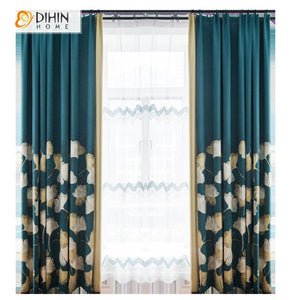 DIHIN HOME Garden Blue Ginkgo Spliced Curtains，Blackout Grommet Window Curtain for Living Room ,52x63-inch,1 Panel Roman Shades Curtains Window Blinds custom curtains blackout curtains curtains for living room sheer curtains curtain fabric linen curtains kitchen curtains velvet curtains pinch pleat curtains bay window curtains outdoor curtains pleated curtains floral curtains dining room curtains kitchen valances drapes for bedroom patio curtains nursery curtains grommet curtains