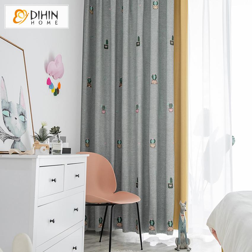 DIHIN HOME Garden Cactus Embroidered,Blackout Grommet Window Curtain for Living Room ,52x63-inch,1 Panel Roman Shades Curtains Window Blinds custom curtains blackout curtains curtains for living room sheer curtains curtain fabric linen curtains kitchen curtains velvet curtains pinch pleat curtains bay window curtains outdoor curtains pleated curtains floral curtains dining room curtains kitchen valances drapes for bedroom patio curtains nursery curtains grommet curtains