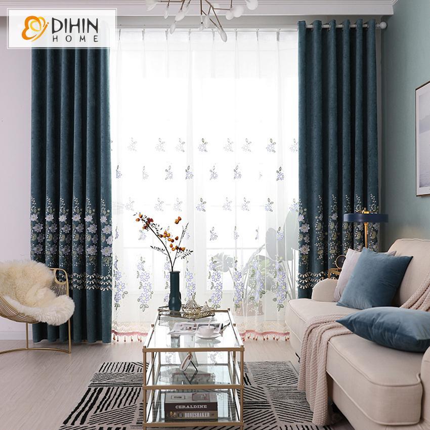DIHIN HOME Garden Embroidered Curtain,Blackout Curtains Grommet Window Curtain for Living Room ,52x90-inch,1 Panel Roman Shades Curtains Window Blinds custom curtains blackout curtains curtains for living room sheer curtains curtain fabric linen curtains kitchen curtains velvet curtains pinch pleat curtains bay window curtains outdoor curtains pleated curtains floral curtains dining room curtains kitchen valances drapes for bedroom patio curtains nursery curtains grommet curtains