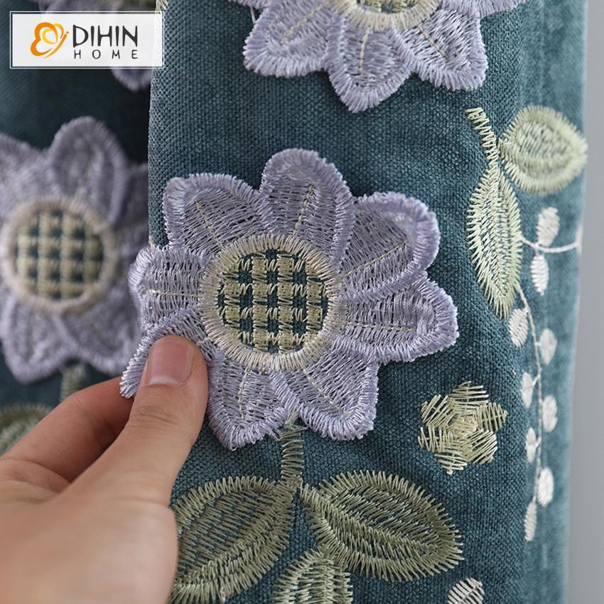 DIHIN HOME Garden Embroidered Curtain,Blackout Curtains Grommet Window Curtain for Living Room ,52x90-inch,1 Panel Roman Shades Curtains Window Blinds custom curtains blackout curtains curtains for living room sheer curtains curtain fabric linen curtains kitchen curtains velvet curtains pinch pleat curtains bay window curtains outdoor curtains pleated curtains floral curtains dining room curtains kitchen valances drapes for bedroom patio curtains nursery curtains grommet curtains
