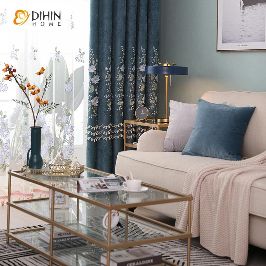 DIHIN HOME Garden Embroidered Curtain,Blackout Curtains Grommet Window Curtain for Living Room ,52x90-inch,1 Panel Roman Shades Curtains Window Blinds custom curtains blackout curtains curtains for living room sheer curtains curtain fabric linen curtains kitchen curtains velvet curtains pinch pleat curtains bay window curtains outdoor curtains pleated curtains floral curtains dining room curtains kitchen valances drapes for bedroom patio curtains nursery curtains grommet curtains
