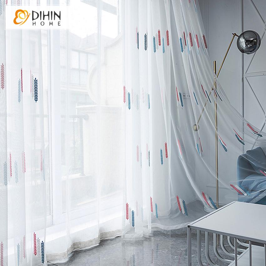 DIHIN HOME Garden Embroidery Window Screening ,Sheer Curtain, Grommet Window Curtain for Living Room ,52x63-inch,1 Panel Roman Shades Curtains Window Blinds custom curtains blackout curtains curtains for living room sheer curtains curtain fabric linen curtains kitchen curtains velvet curtains pinch pleat curtains bay window curtains outdoor curtains pleated curtains floral curtains dining room curtains kitchen valances drapes for bedroom patio curtains nursery curtains grommet curtains