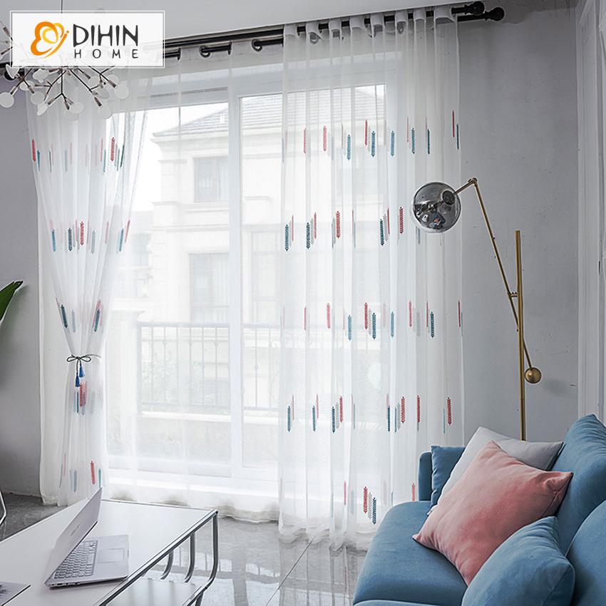 DIHIN HOME Garden Embroidery Window Screening ,Sheer Curtain, Grommet Window Curtain for Living Room ,52x63-inch,1 Panel Roman Shades Curtains Window Blinds custom curtains blackout curtains curtains for living room sheer curtains curtain fabric linen curtains kitchen curtains velvet curtains pinch pleat curtains bay window curtains outdoor curtains pleated curtains floral curtains dining room curtains kitchen valances drapes for bedroom patio curtains nursery curtains grommet curtains