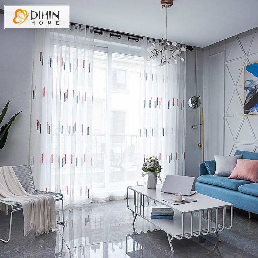 DIHIN HOME Garden Embroidery Window Screening ,Sheer Curtain, Grommet Window Curtain for Living Room ,52x63-inch,1 Panel Roman Shades Curtains Window Blinds custom curtains blackout curtains curtains for living room sheer curtains curtain fabric linen curtains kitchen curtains velvet curtains pinch pleat curtains bay window curtains outdoor curtains pleated curtains floral curtains dining room curtains kitchen valances drapes for bedroom patio curtains nursery curtains grommet curtains