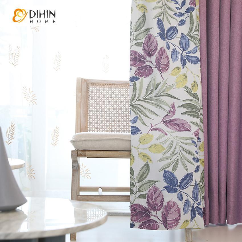 DIHIN HOME Garden Flower Spliced Curtains，Blackout Grommet Window Curtain for Living Room ,52x63-inch,1 Panel Roman Shades Curtains Window Blinds custom curtains blackout curtains curtains for living room sheer curtains curtain fabric linen curtains kitchen curtains velvet curtains pinch pleat curtains bay window curtains outdoor curtains pleated curtains floral curtains dining room curtains kitchen valances drapes for bedroom patio curtains nursery curtains grommet curtains