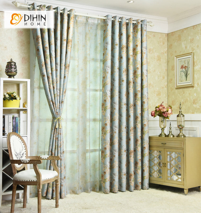 DIHIN HOME Garden Flowers Printed,Blackout Curtains Grommet Window Curtain for Living Room,52x63-inch,1 Panel Roman Shades Curtains Window Blinds custom curtains blackout curtains curtains for living room sheer curtains curtain fabric linen curtains kitchen curtains velvet curtains pinch pleat curtains bay window curtains outdoor curtains pleated curtains floral curtains dining room curtains kitchen valances drapes for bedroom patio curtains nursery curtains grommet curtains