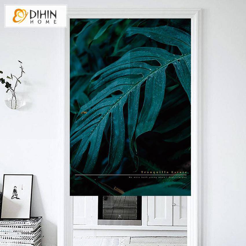 DIHIN HOME Garden Green Big Leaves Printed Japanese Noren Doorway Curtain Tapestry,Cotton Linen,Door Way Curtain Door Hanging Tapestry,33.5''Wx59''L,1 Panel Roman Shades Window Curtains Curtains Window Blinds Curtains Drapes linen drapery curtains and drapes windows drapes custom curtains blackout curtains curtains for living room window shades sheer curtains curtain fabric window treatments custom drapery