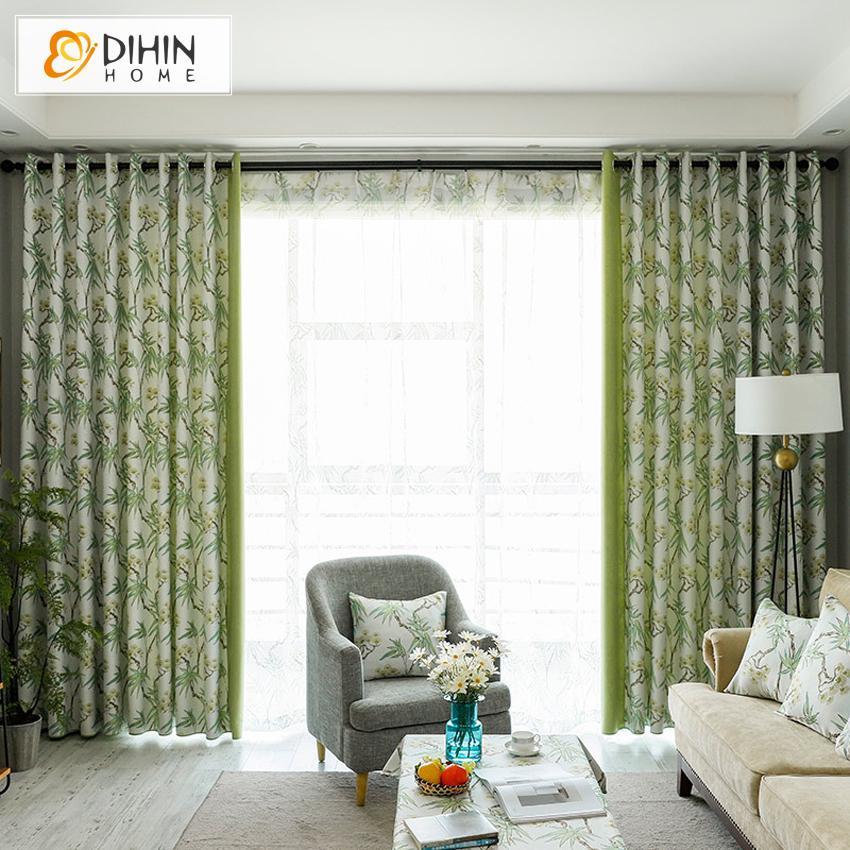 DIHIN HOME Garden Green Color Spliced Curtains，Blackout Grommet Window Curtain for Living Room ,52x63-inch,1 Panel Roman Shades Curtains Window Blinds custom curtains blackout curtains curtains for living room sheer curtains curtain fabric linen curtains kitchen curtains velvet curtains pinch pleat curtains bay window curtains outdoor curtains pleated curtains floral curtains dining room curtains kitchen valances drapes for bedroom patio curtains nursery curtains grommet curtains