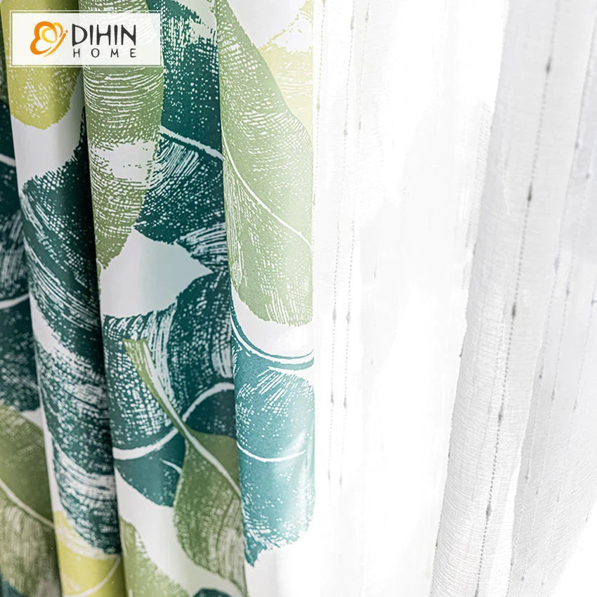 DIHIN HOME Garden Green Leaves Printed,Blackout Grommet Window Curtain for Living Room,1 Panel Roman Shades Curtains Window Blinds custom curtains blackout curtains curtains for living room sheer curtains curtain fabric linen curtains kitchen curtains velvet curtains pinch pleat curtains bay window curtains outdoor curtains pleated curtains floral curtains dining room curtains kitchen valances drapes for bedroom patio curtains nursery curtains grommet curtains