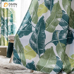 DIHIN HOME Garden Green Leaves Printed,Blackout Grommet Window Curtain for Living Room,1 Panel Roman Shades Curtains Window Blinds custom curtains blackout curtains curtains for living room sheer curtains curtain fabric linen curtains kitchen curtains velvet curtains pinch pleat curtains bay window curtains outdoor curtains pleated curtains floral curtains dining room curtains kitchen valances drapes for bedroom patio curtains nursery curtains grommet curtains