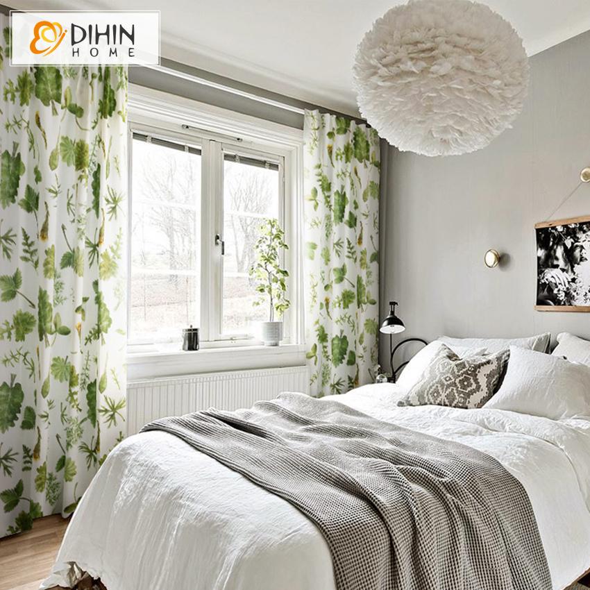 DIHIN HOME Garden Green Leaves Printed Curtains ,Blackout Grommet Window Curtain for Living Room ,52x63-inch,1 Panel Roman Shades Curtains Window Blinds custom curtains blackout curtains curtains for living room sheer curtains curtain fabric linen curtains kitchen curtains velvet curtains pinch pleat curtains bay window curtains outdoor curtains pleated curtains floral curtains dining room curtains kitchen valances drapes for bedroom patio curtains nursery curtains grommet curtains