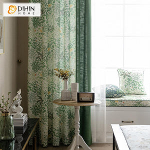 DIHIN HOME Garden Green Printed Spliced Curtains，Blackout Grommet Window Curtain for Living Room ,52x63-inch,1 Panel Roman Shades Curtains Window Blinds custom curtains blackout curtains curtains for living room sheer curtains curtain fabric linen curtains kitchen curtains velvet curtains pinch pleat curtains bay window curtains outdoor curtains pleated curtains floral curtains dining room curtains kitchen valances drapes for bedroom patio curtains nursery curtains grommet curtains