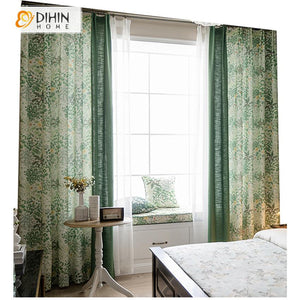DIHIN HOME Garden Green Printed Spliced Curtains，Blackout Grommet Window Curtain for Living Room ,52x63-inch,1 Panel Roman Shades Curtains Window Blinds custom curtains blackout curtains curtains for living room sheer curtains curtain fabric linen curtains kitchen curtains velvet curtains pinch pleat curtains bay window curtains outdoor curtains pleated curtains floral curtains dining room curtains kitchen valances drapes for bedroom patio curtains nursery curtains grommet curtains