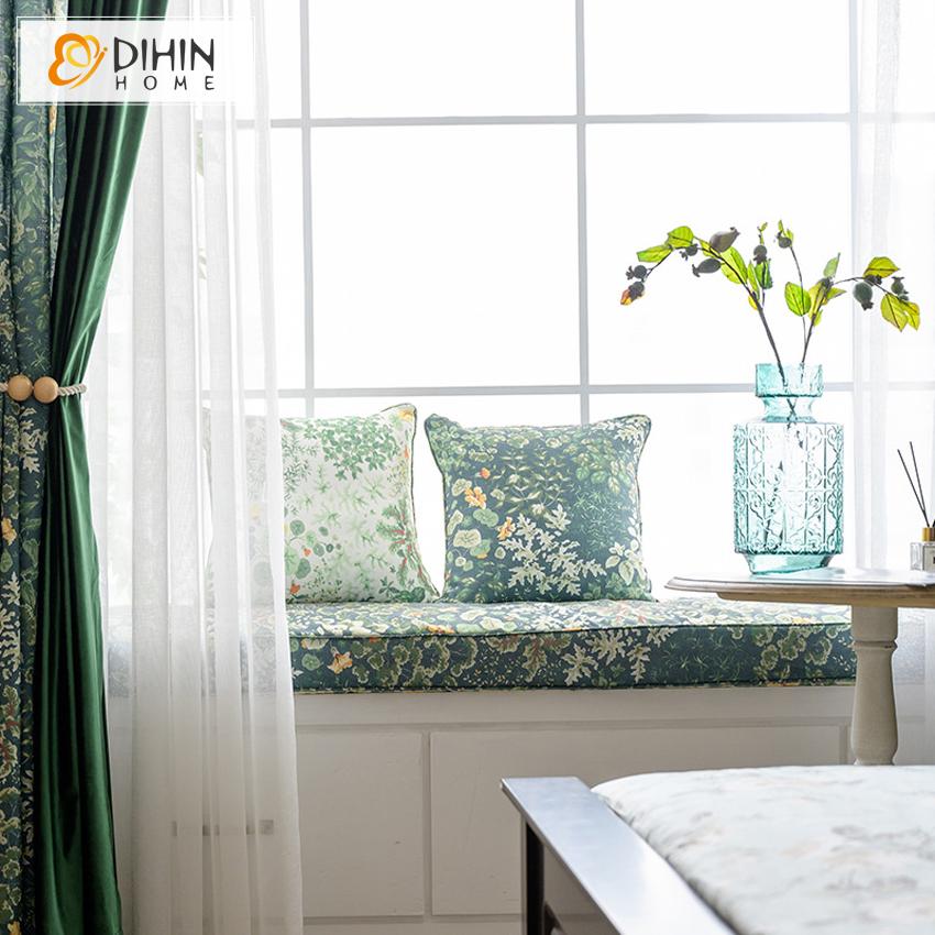 DIHIN HOME Garden Green Printed Spliced Curtains，Blackout Grommet Window Curtain for Living Room ,52x63-inch,1 Panel Roman Shades Curtains Window Blinds custom curtains blackout curtains curtains for living room sheer curtains curtain fabric linen curtains kitchen curtains velvet curtains pinch pleat curtains bay window curtains outdoor curtains pleated curtains floral curtains dining room curtains kitchen valances drapes for bedroom patio curtains nursery curtains grommet curtains