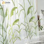 DIHIN HOME Garden Green Reeds Embroidered,Grommet Window Sheer Curtain for Living Room ,52x63-inch,1 Panel Roman Shades Curtains Window Blinds custom curtains blackout curtains curtains for living room sheer curtains curtain fabric linen curtains kitchen curtains velvet curtains pinch pleat curtains bay window curtains outdoor curtains pleated curtains floral curtains dining room curtains kitchen valances drapes for bedroom patio curtains nursery curtains grommet curtains