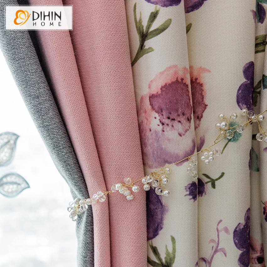 DIHIN HOME Garden Grey Pink Fabric Colorful Flowers Printed,Blackout Grommet Window Curtain for Living Room ,52x63-inch,1 Panel Roman Shades Curtains Window Blinds custom curtains blackout curtains curtains for living room sheer curtains curtain fabric linen curtains kitchen curtains velvet curtains pinch pleat curtains bay window curtains outdoor curtains pleated curtains floral curtains dining room curtains kitchen valances drapes for bedroom patio curtains nursery curtains grommet curtains