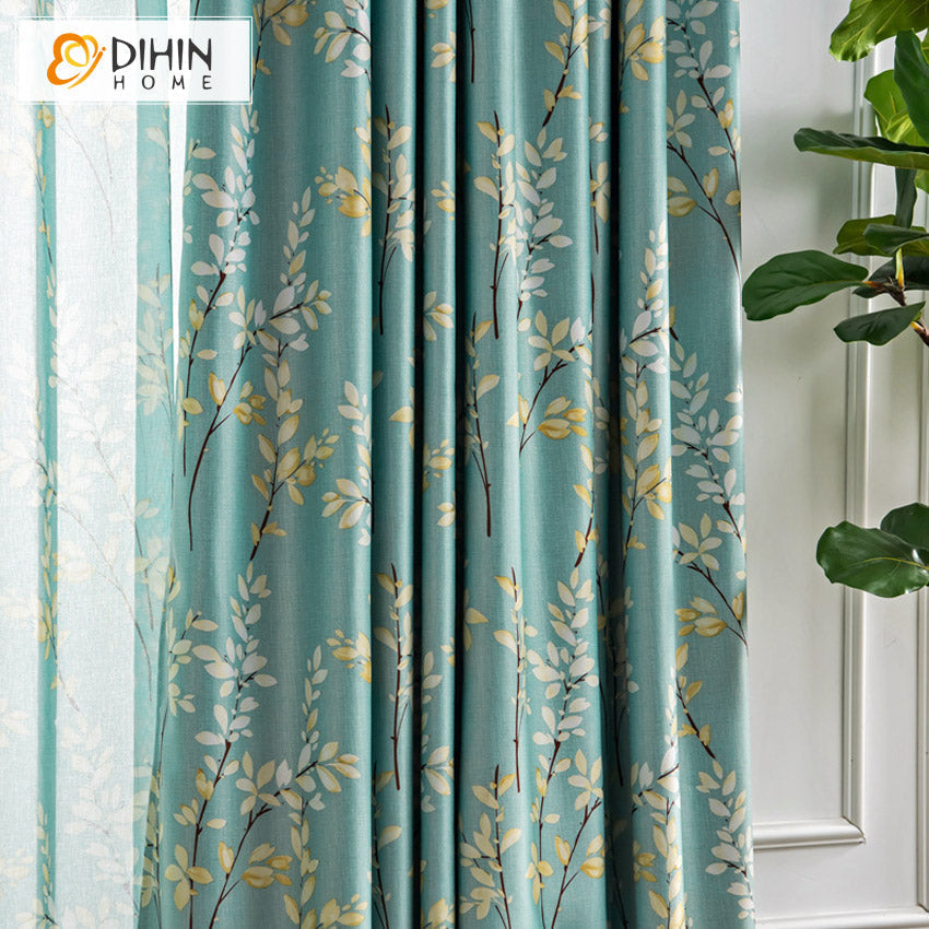 DIHIN HOME Garden High Precision Leaves Printed Curtain,Blackout Grommet Window Curtain for Living Room,1 Panel Roman Shades Curtains Window Blinds custom curtains blackout curtains curtains for living room sheer curtains curtain fabric linen curtains kitchen curtains velvet curtains pinch pleat curtains bay window curtains outdoor curtains pleated curtains floral curtains dining room curtains kitchen valances drapes for bedroom patio curtains nursery curtains grommet curtains