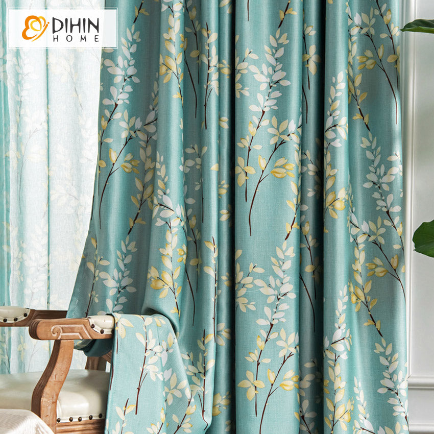 DIHIN HOME Garden High Precision Leaves Printed Curtain,Blackout Grommet Window Curtain for Living Room,1 Panel Roman Shades Curtains Window Blinds custom curtains blackout curtains curtains for living room sheer curtains curtain fabric linen curtains kitchen curtains velvet curtains pinch pleat curtains bay window curtains outdoor curtains pleated curtains floral curtains dining room curtains kitchen valances drapes for bedroom patio curtains nursery curtains grommet curtains